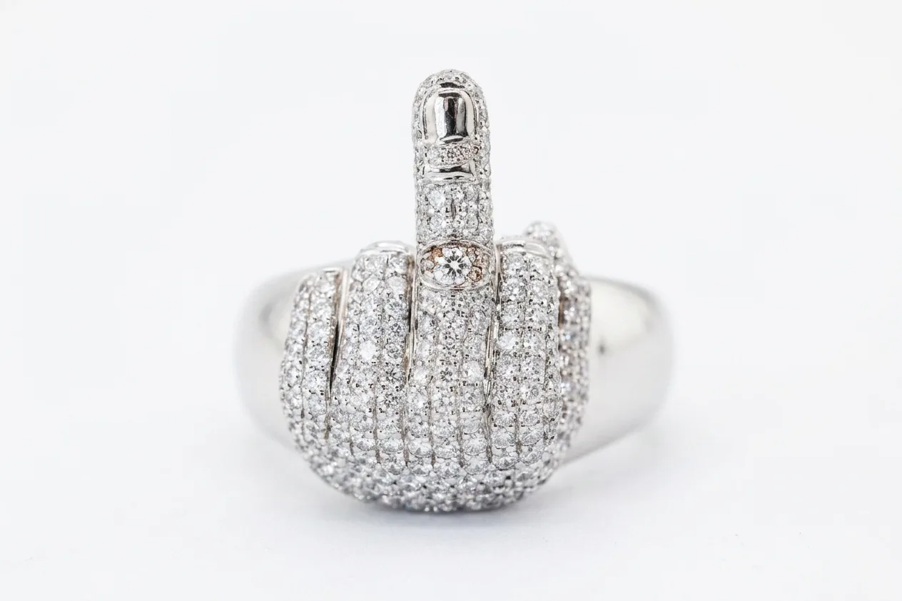 Ring 14K 31.03 gram of White gold - 2ct Natural Diamonds detail 4