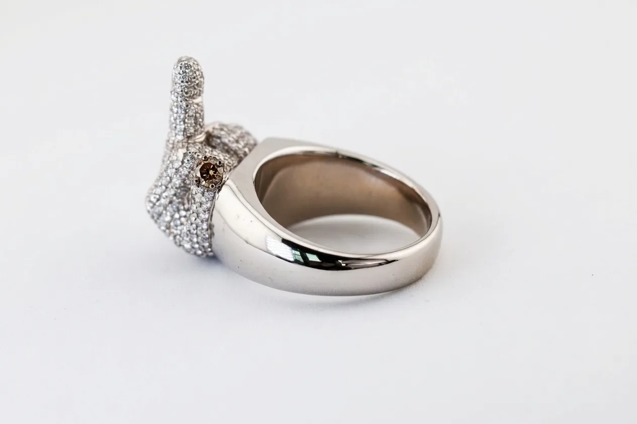Ring 14K 31.03 gram of White gold - 2ct Natural Diamonds detail 3