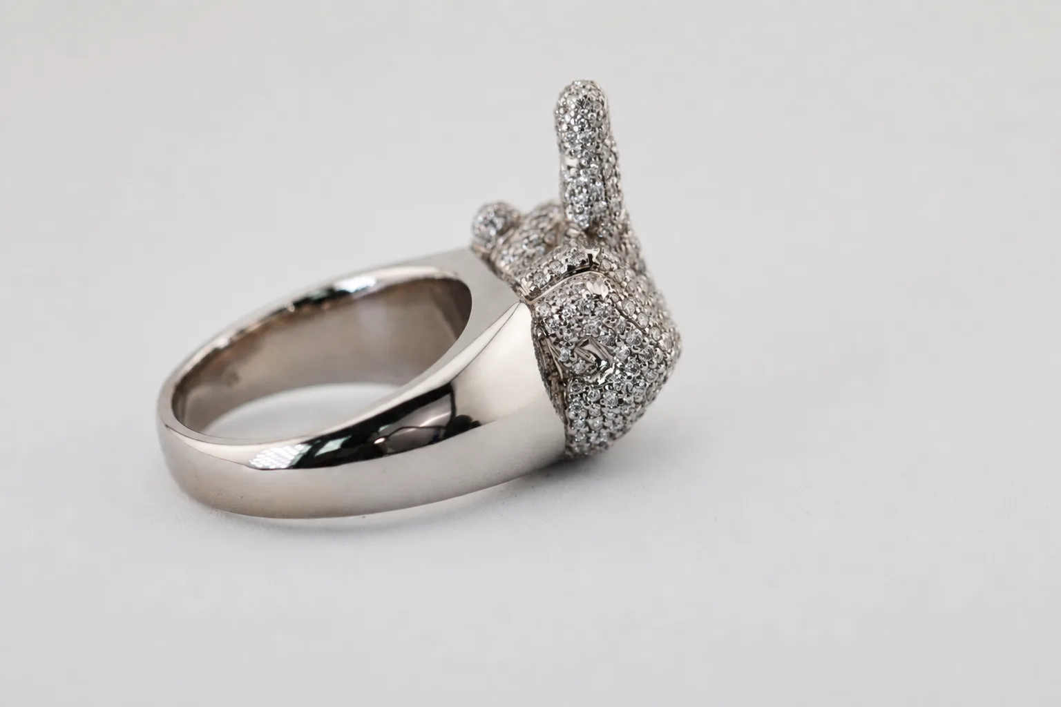 Ring 14K 31.03 gram of White gold - 2ct Natural Diamonds detail 2